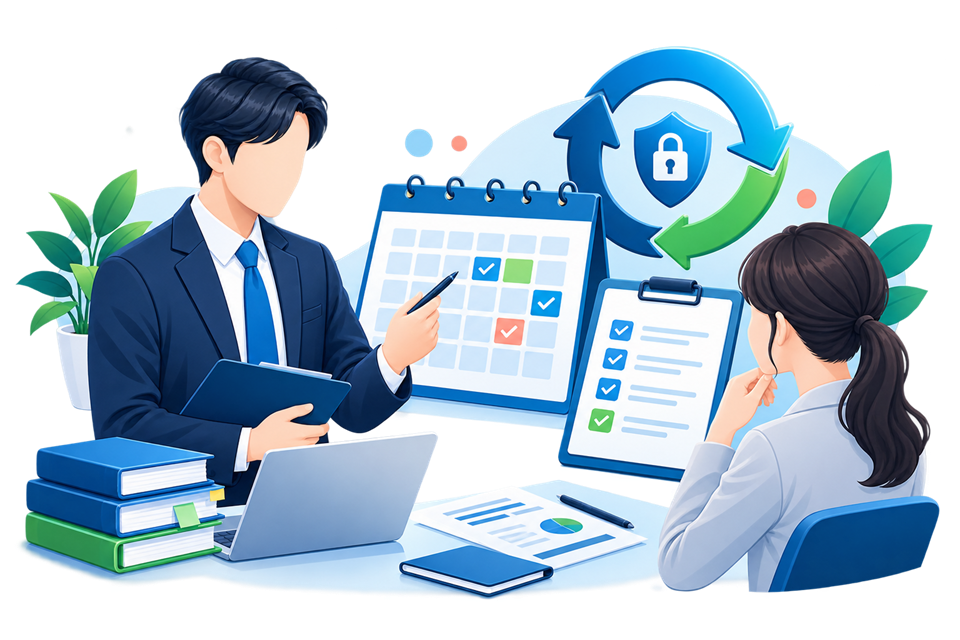 認証運用の予定と最新情報を確認するイラスト