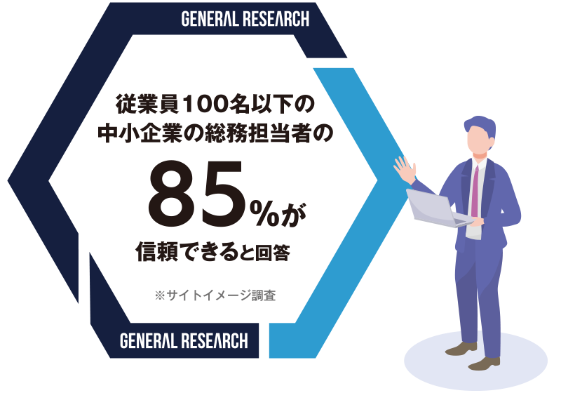 従業員100名以下の中小企業の総務担当者の85％が信頼できると回答